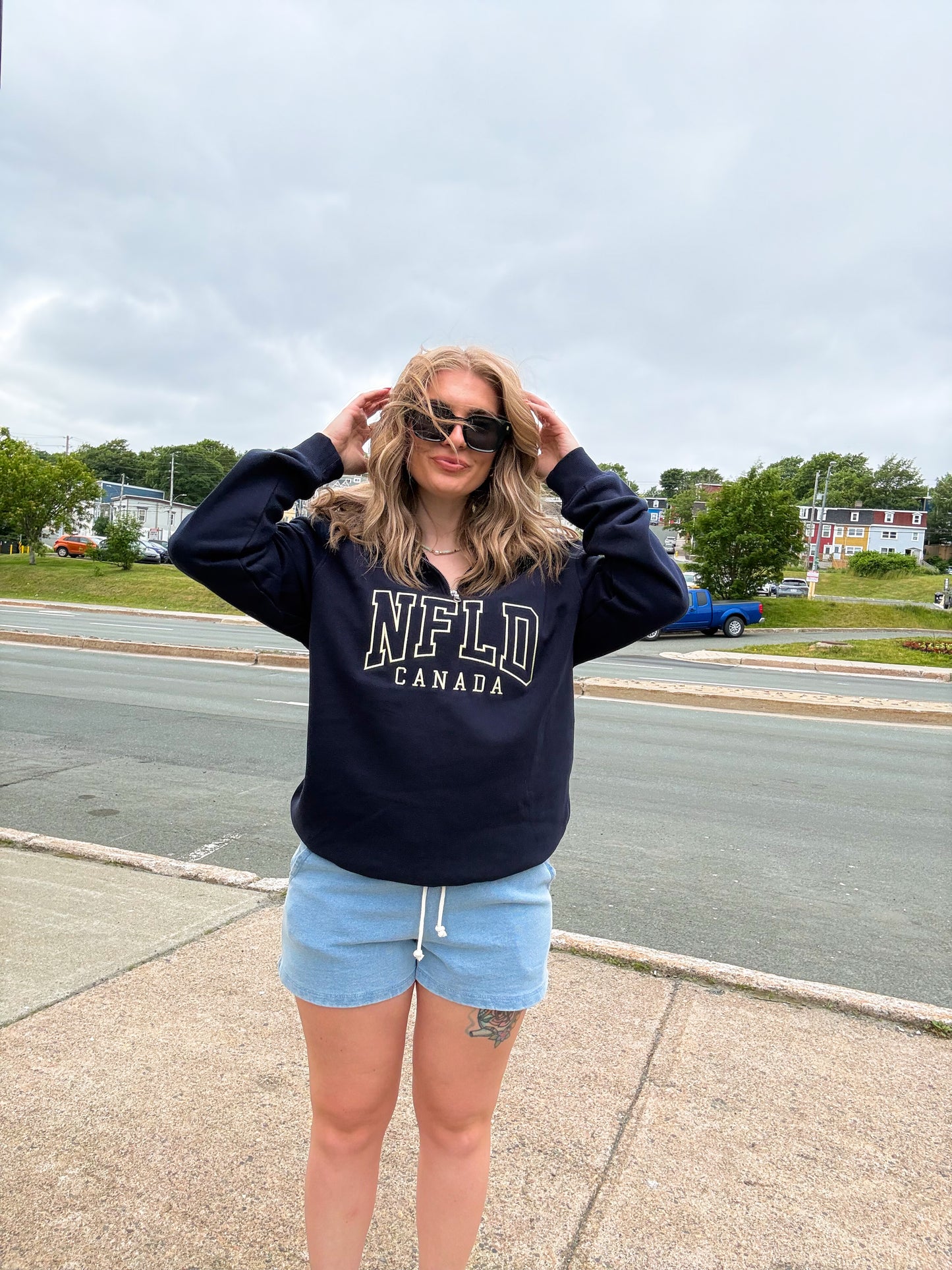 NFLD Canada Quarter Zip in Navy & Yellow
