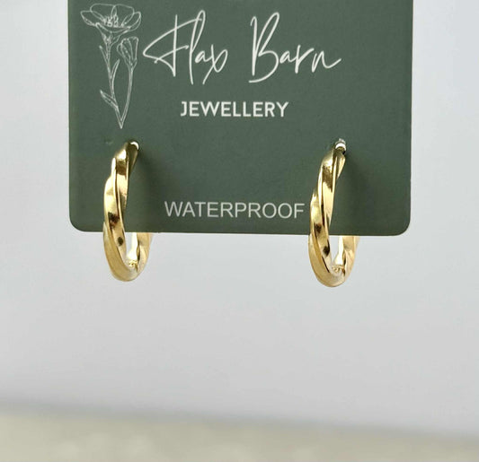 Twisted Gold Huggie Hoops