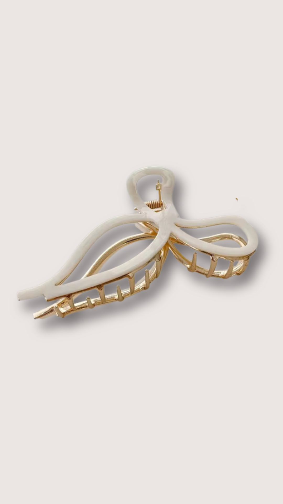 White Bow Gold Jaw Clip