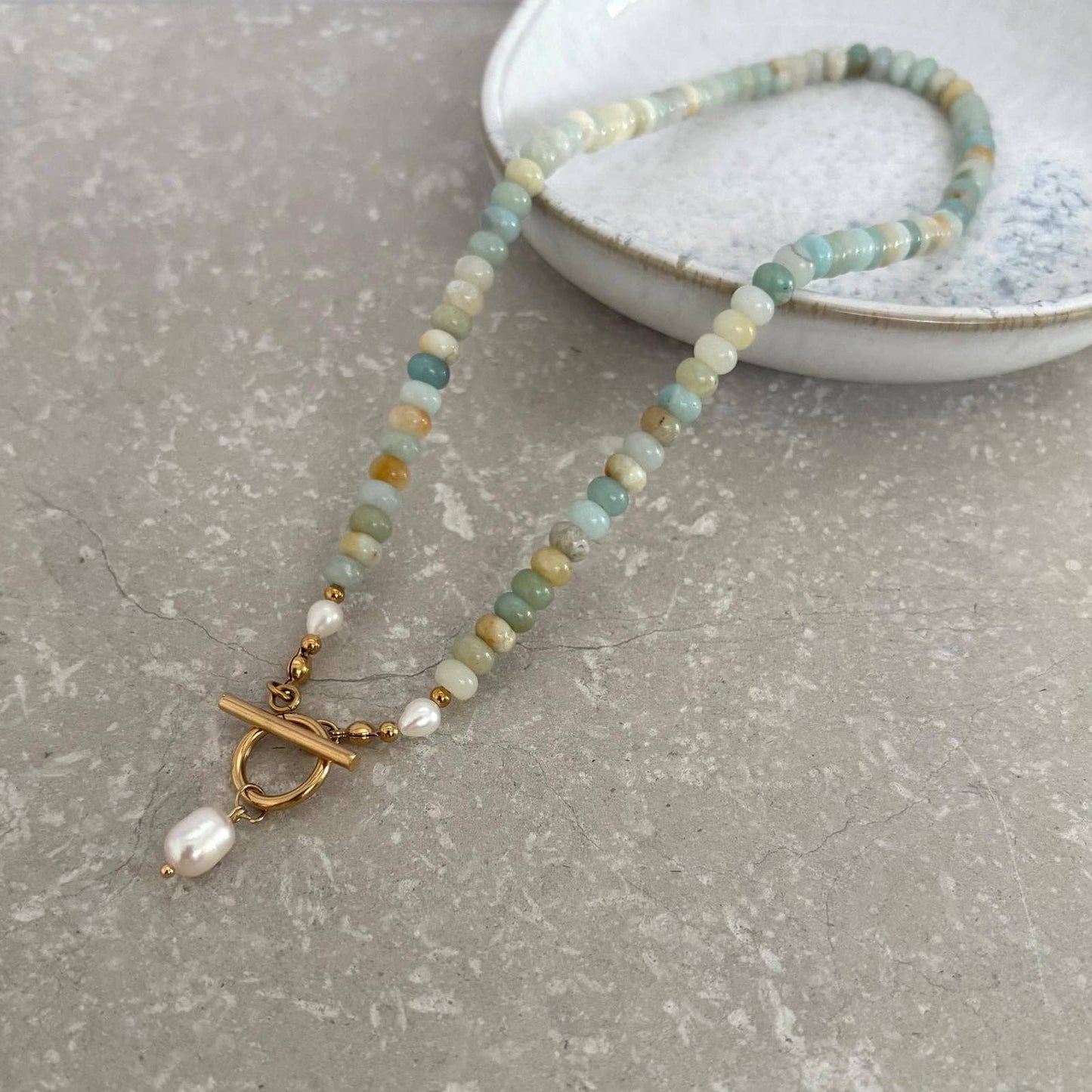 Aqua Toggle Beaded Necklace
