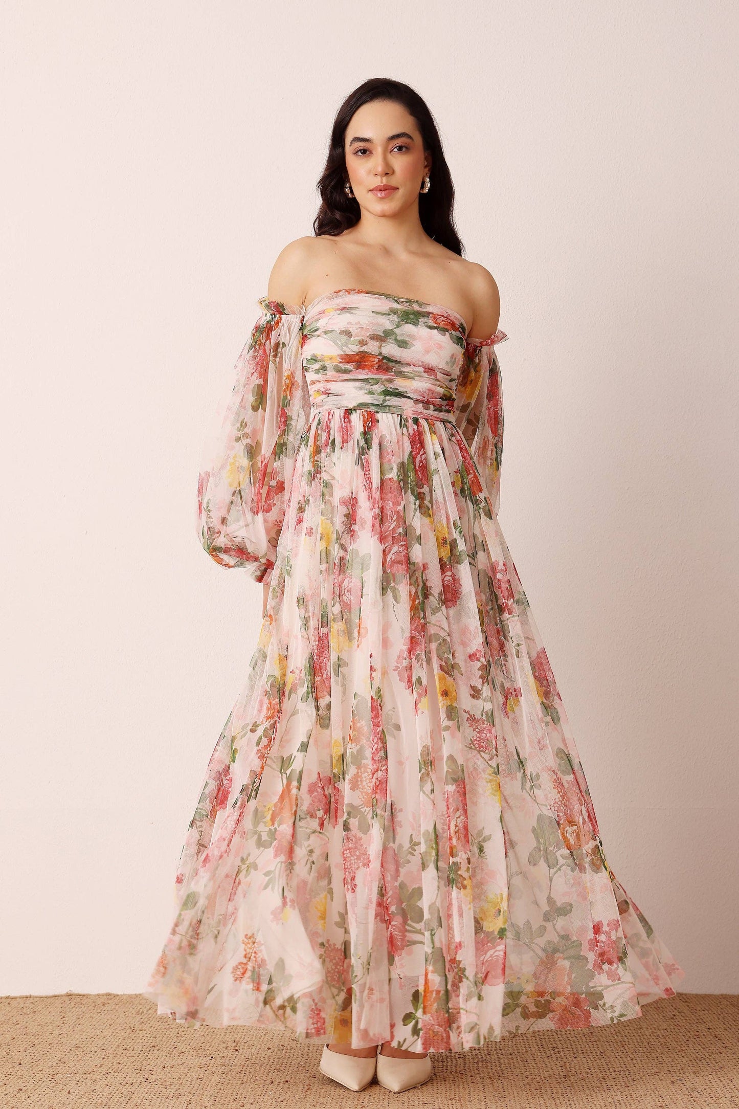 Lana Maxi Dress in Cream Floral