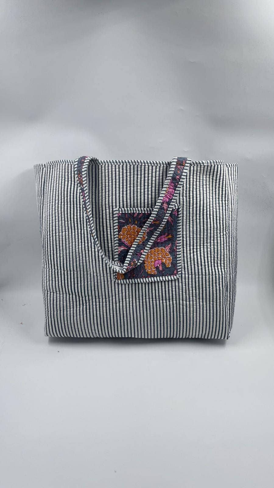 Marsha Kantha Quilted Boho Floral Reversible Tote Bag