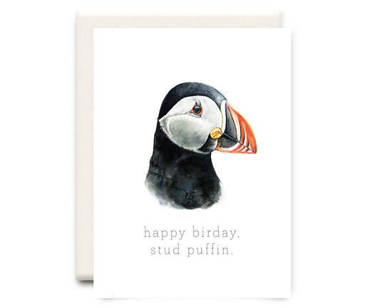 Stud Puffin Birthday Card