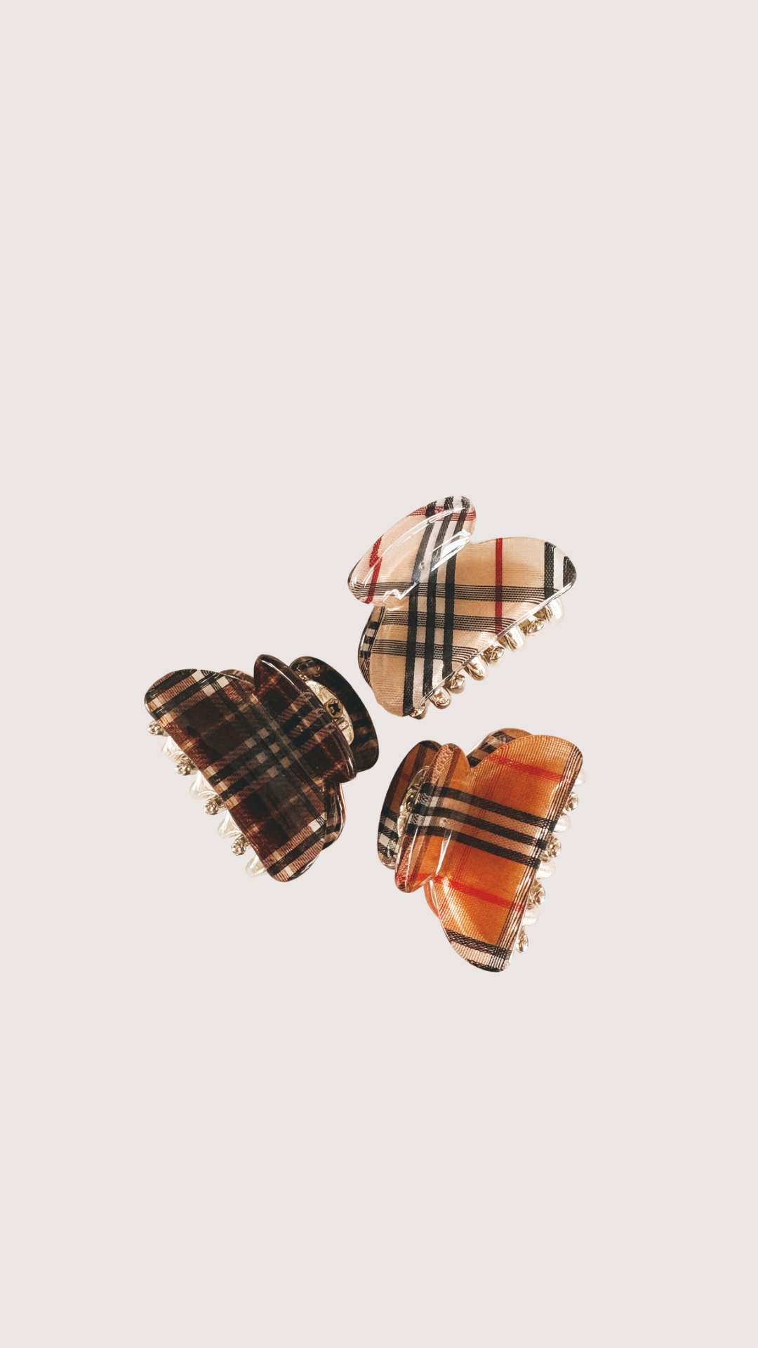 Plaid Mini Hair Clips Set