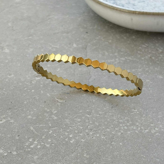 Hexagonal Hinged Bangle Bracelet