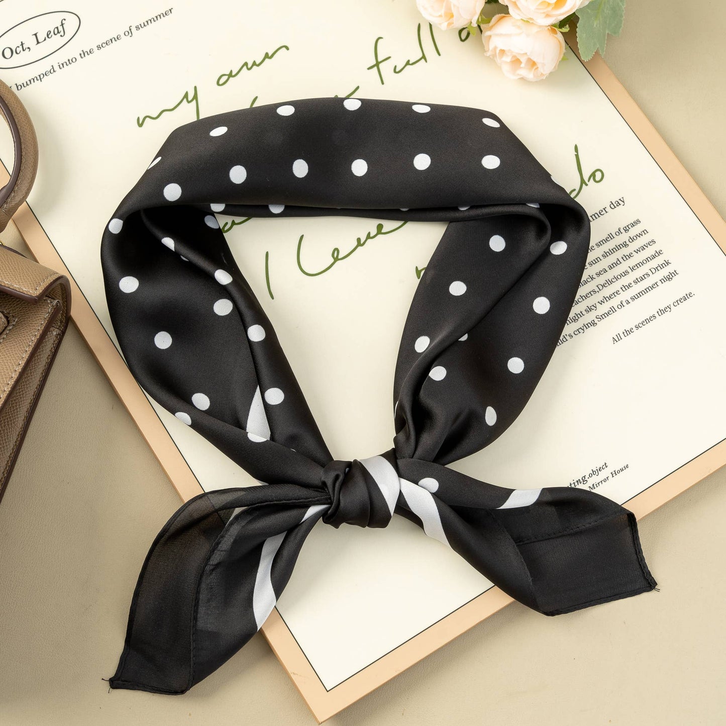 Black Scarf with Small Dots