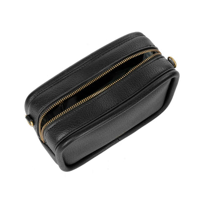 Erika Recycled Vegan Crossbody Bag in Black Pebbled