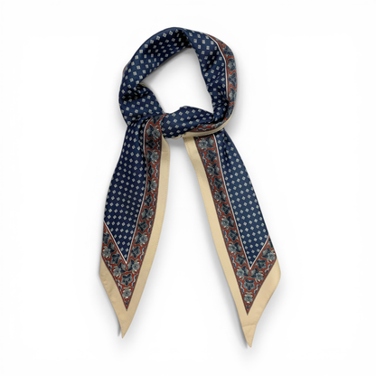 Silky Dotted Triangle Scarf in Navy