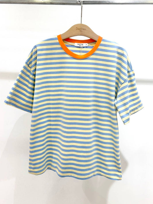 Rachel Stripe Tee in Orange/Blue