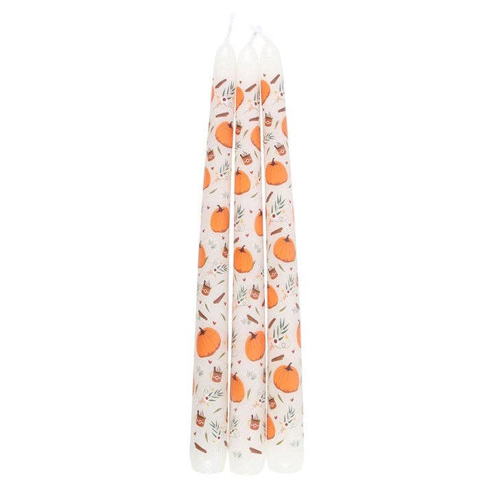 Autumn Pumpkin Taper Candles Set