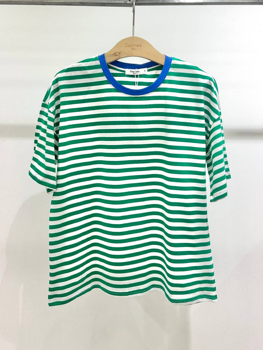 Rachel Stripe Tee in Green/Blue