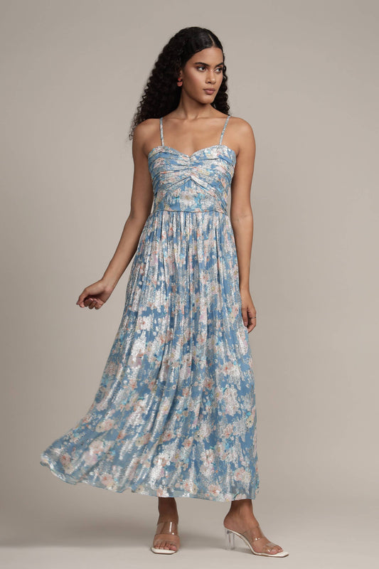 Nelex Metallic Printed Midi Dress