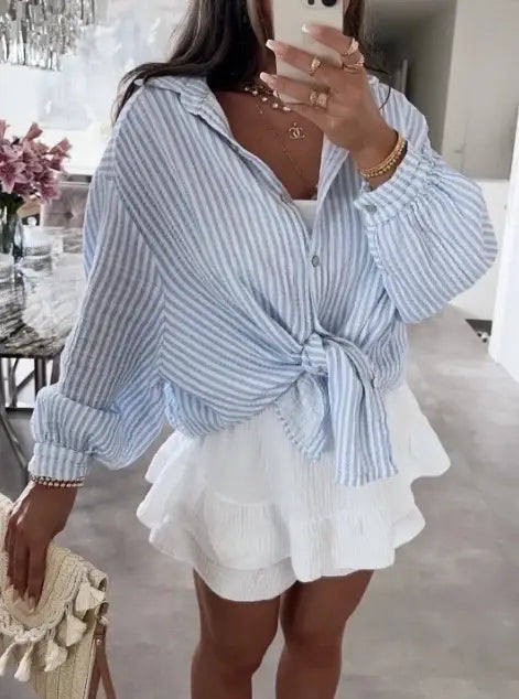 Mira Gauze Top in Blue