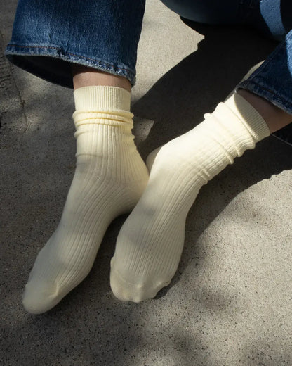 Combed Cotton Ribbed Crew Socks in Sorbet