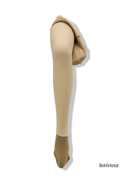 Faux Transparent Fleece Tights in Light Brown