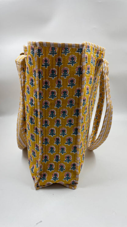 Charis Kantha Quilted Boho Floral Reversible Tote Bag