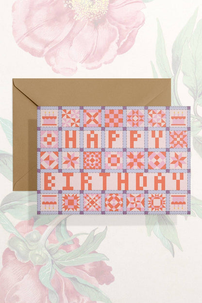 Happy Birthday Patchwork Quilt Card