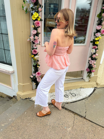 Create Memories Strapless Front Bow Top