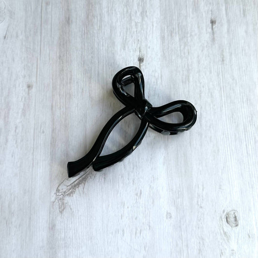 iconic mi - Bow Claw Coquette Hair Clip Accessory Black Medium