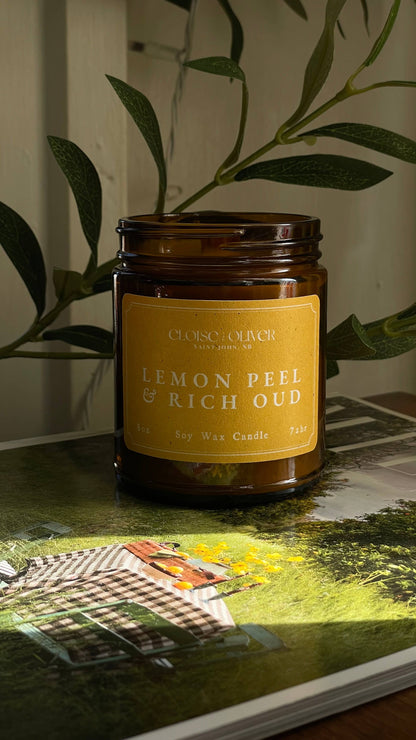 Lemon Peel and Rich Oud Scented Candle