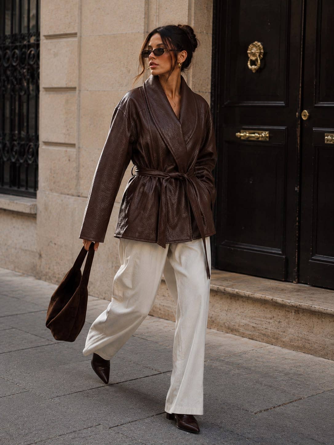 Dawn Belted Faux Leather Jacket