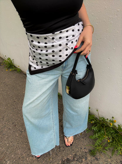 White & Black Polka Dot Scarf
