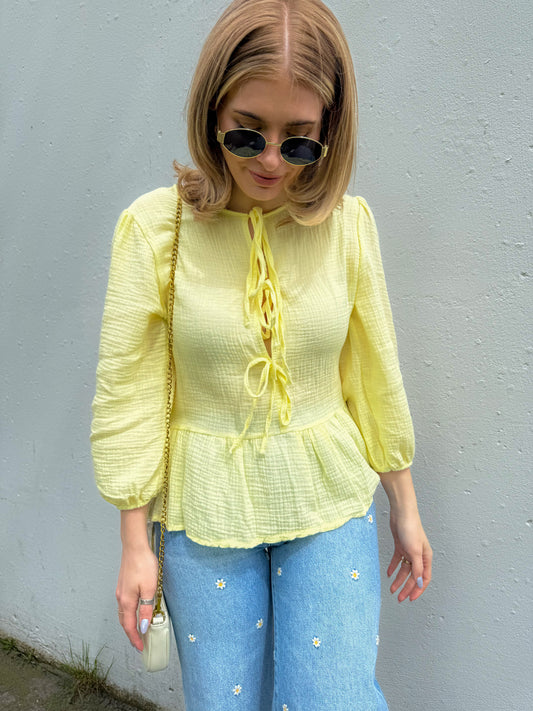 Emma Tie Top in Lemon