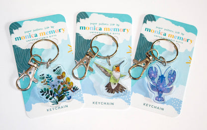 Folk Art Whale Tail Keychain