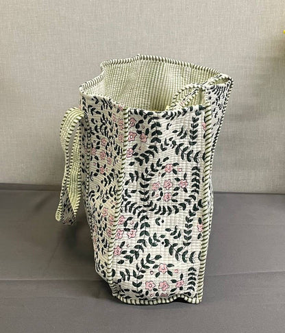 Ethereal Flower Kantha Quilted Boho Reversible Tote Bag