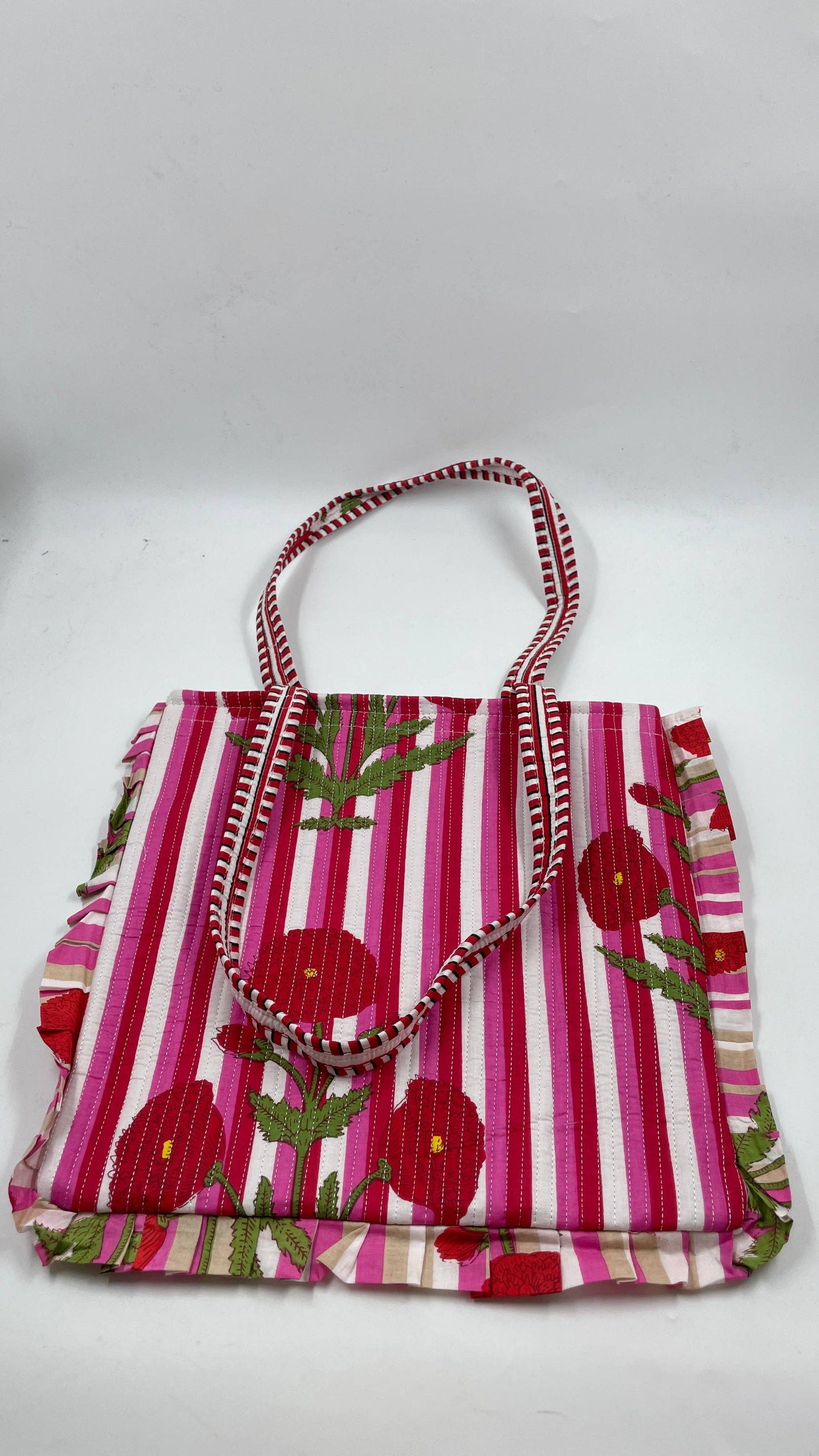 Frill Cotton Kantha Quilted Reversible Tote Bag