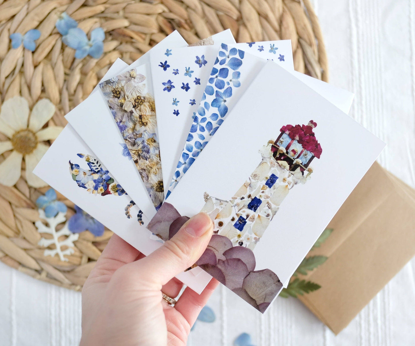 Mixed Pack Nautical Pressed Flower Note Card Set