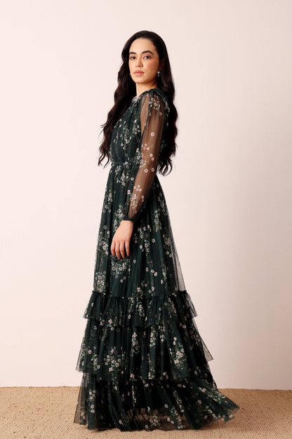 Rebecca Maxi Dress in Emerald Floral