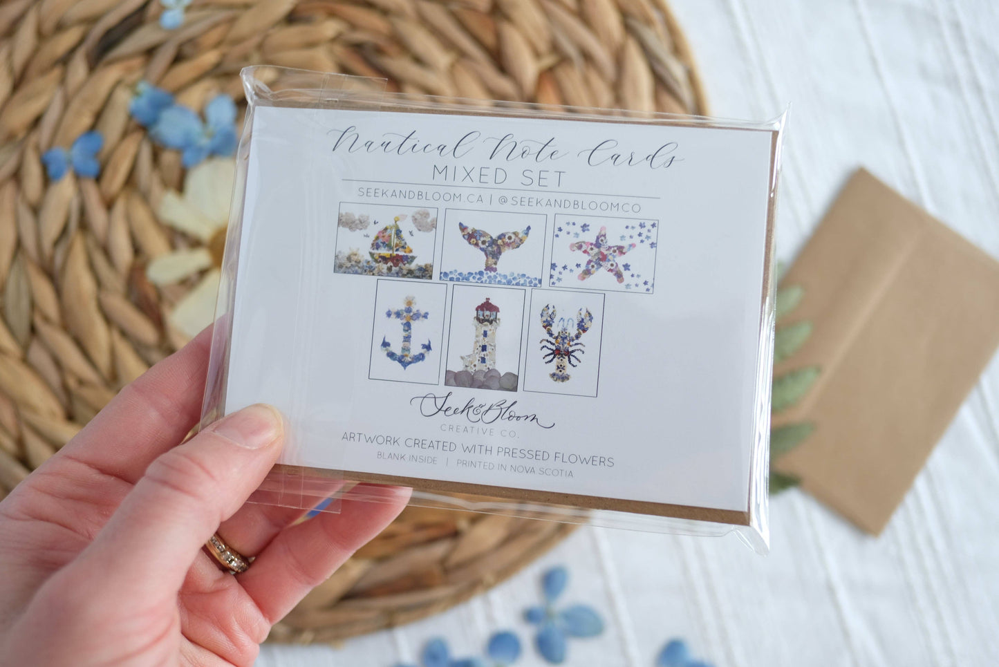 Mixed Pack Nautical Pressed Flower Note Card Set