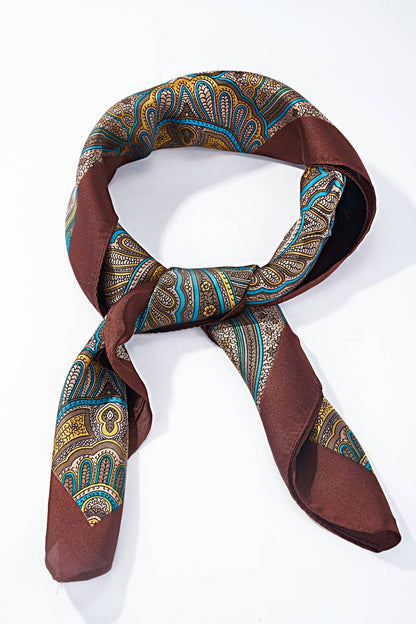 Brown & Blue Patterned Scarf