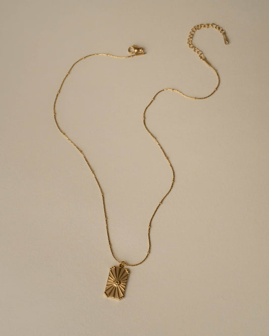 Rectangle Flower Burst Necklace