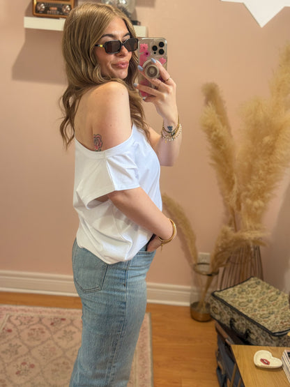 Off the Shoulder Tee in White