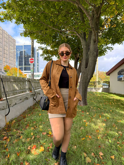 Faux Transparent Fleece Tights in Light Brown