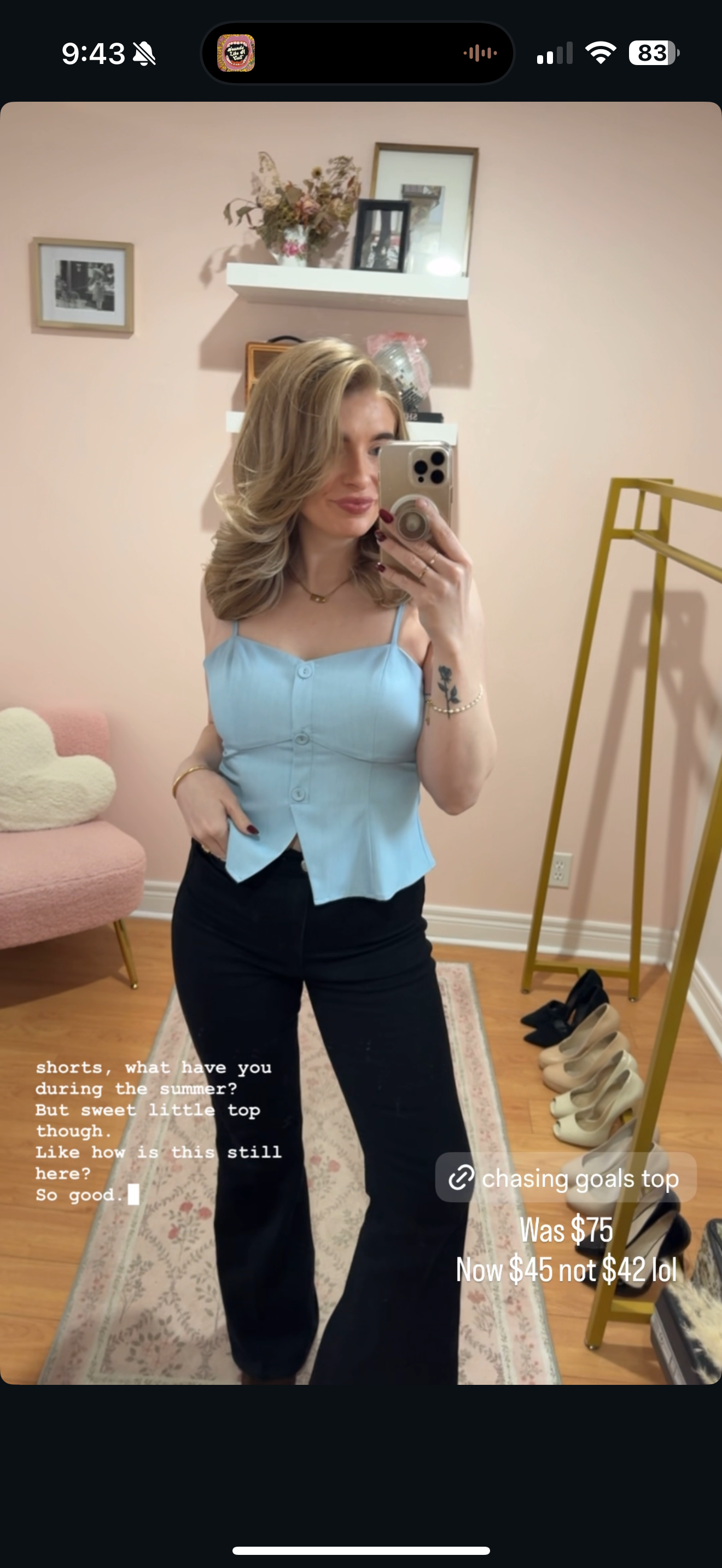 Chasing Goals Button Down Cami - FINAL SALE