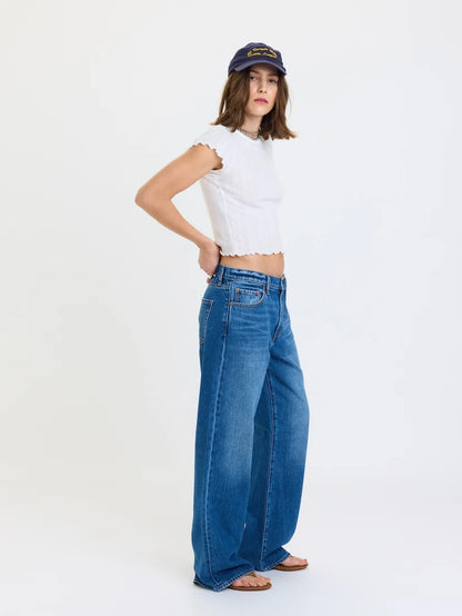 2k Mid Rise Relaxed Baggy Jeans  in Vesper