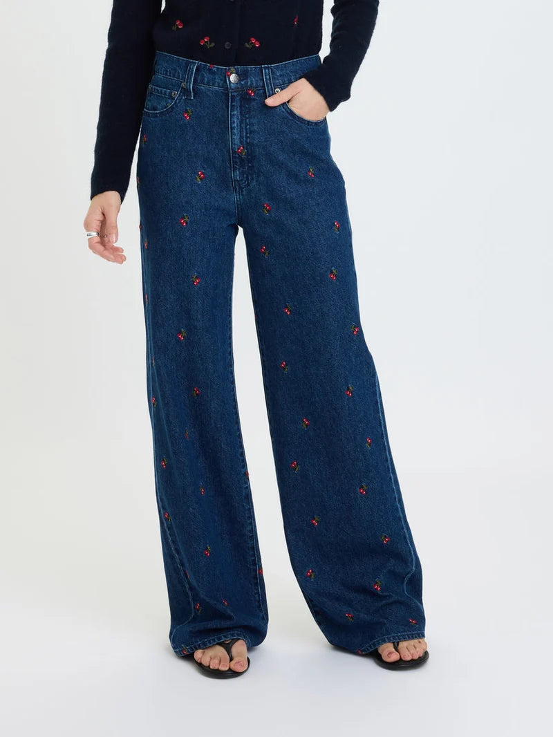 Far Out High Rise Wide Leg Jean in Cherry Avenue
