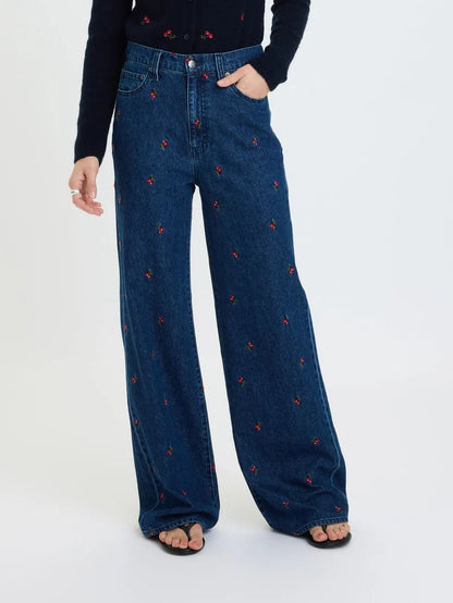 Far Out High Rise Wide Leg Jean in Cherry Avenue