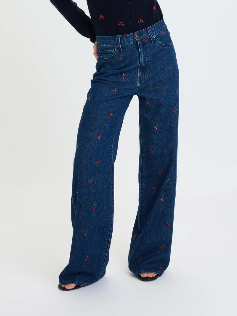 Far Out High Rise Wide Leg Jean in Cherry Avenue