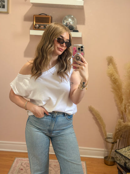 Off the Shoulder Tee in White