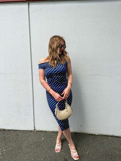 Heidi Polka Dot Dress in Navy