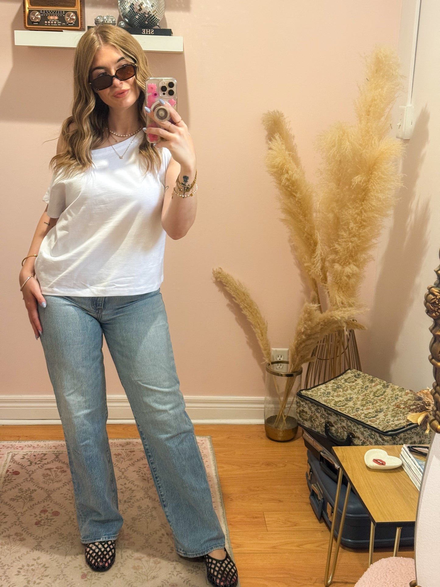 Off the Shoulder Tee in White