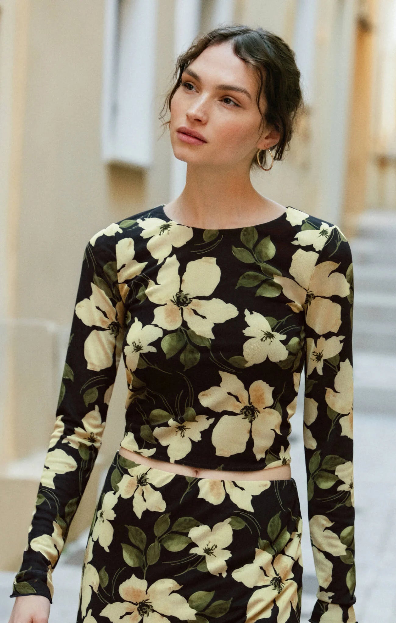 Taysha Ren Floral Mesh Top