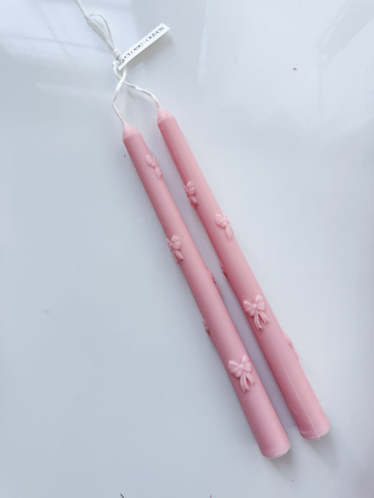 Ribbon Taper Candlestick | Pink