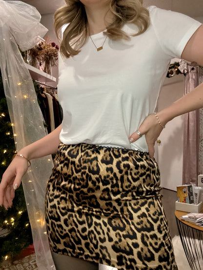 Evie Slip Skirt in Leopard