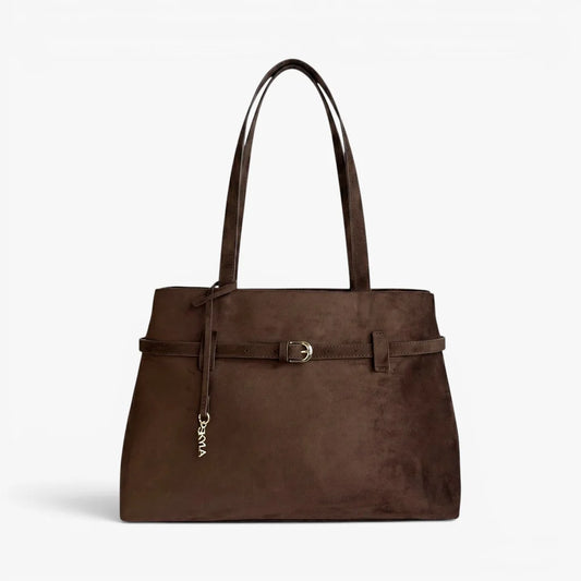 Kennedy Chocolate Faux Suede Tote Bag