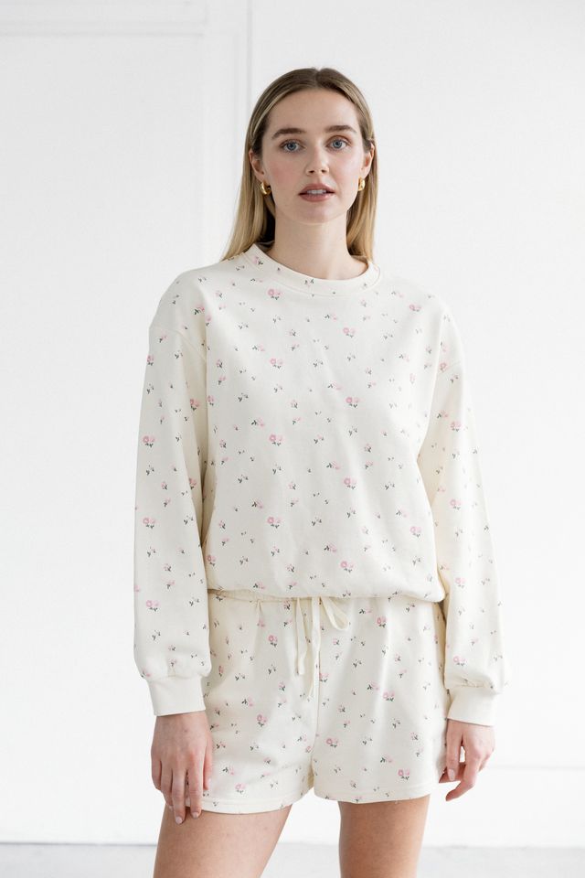 Floral Elastic Crewneck